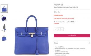 Túi xách Hermes Kelly and Birkin lần đầu hạ giá