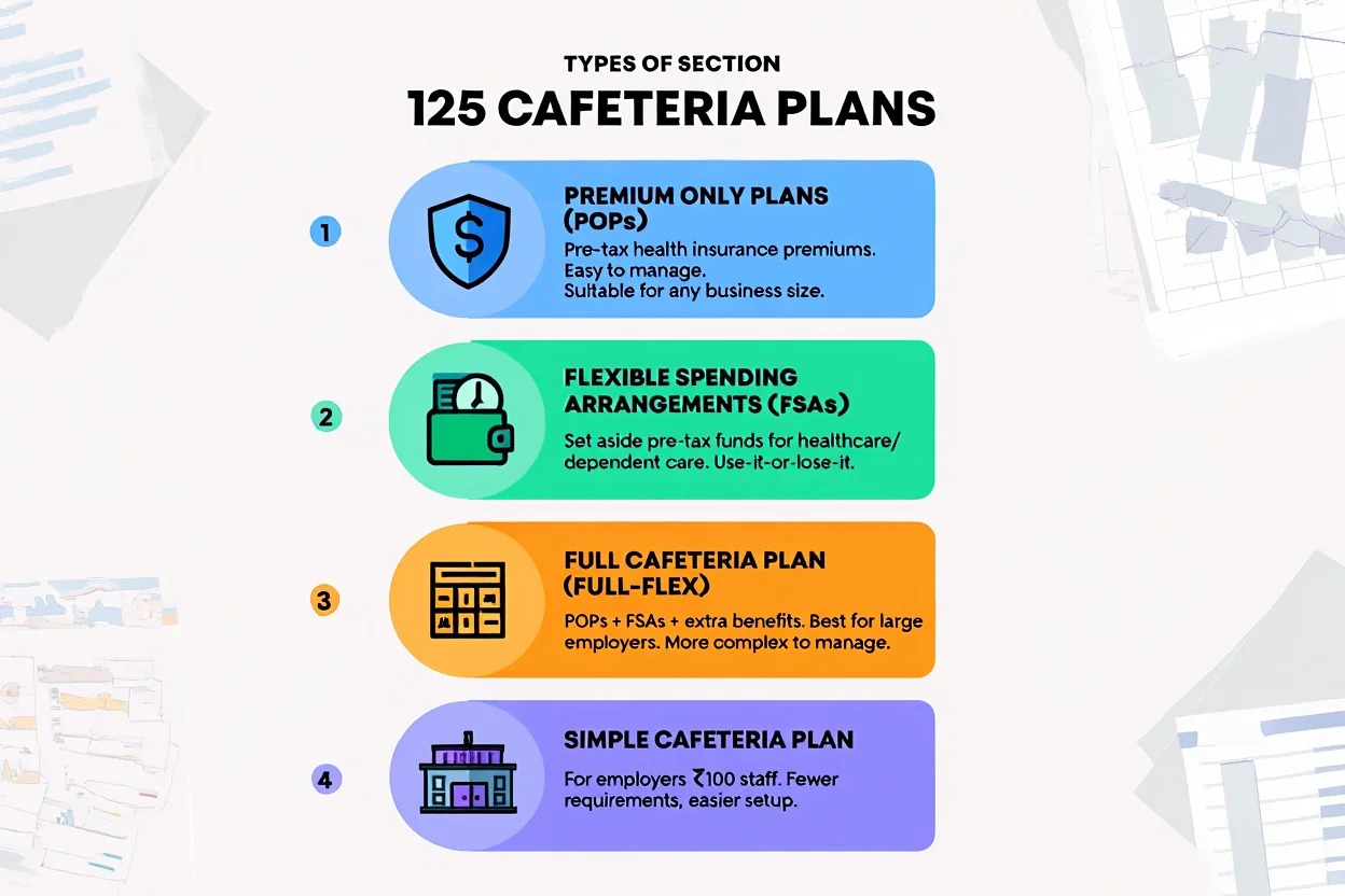 Types of Section 125 cafeteria plans