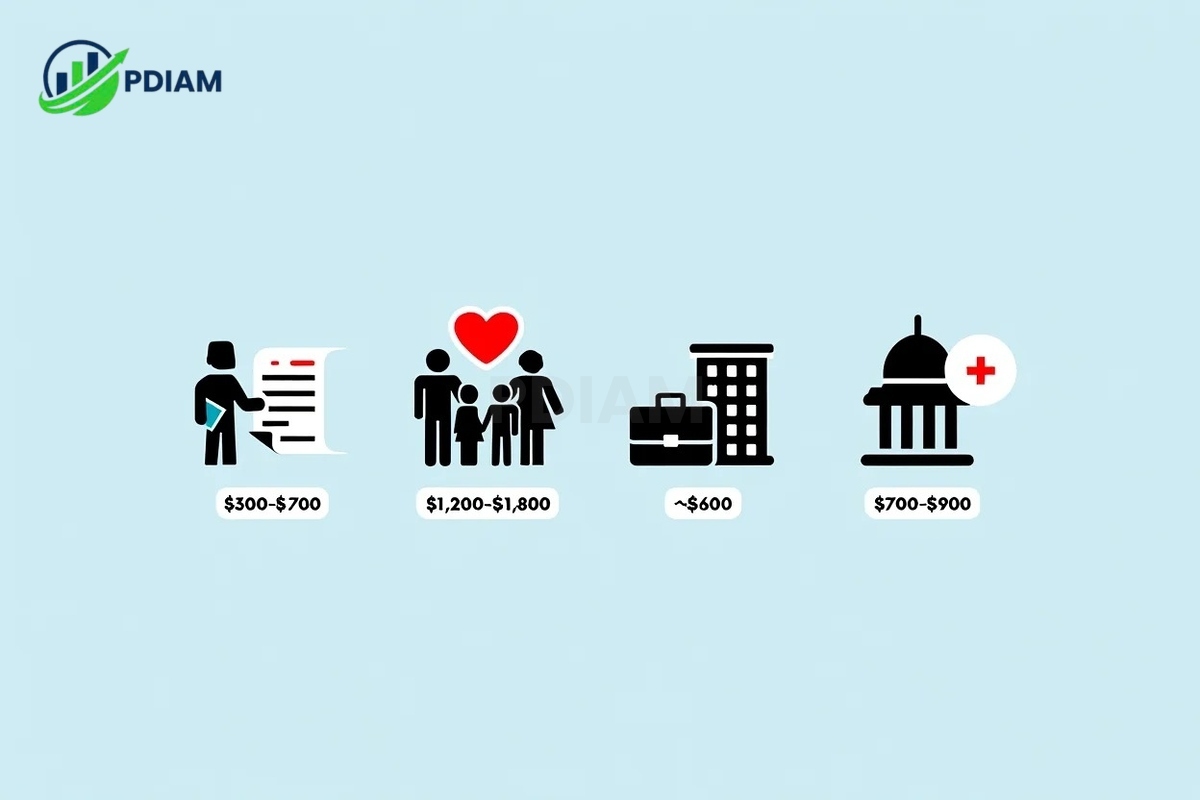 Average monthly health insurance costs in 2025