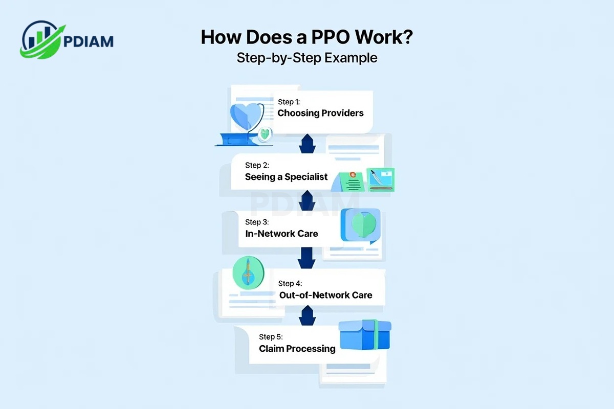 How does a PPO work step-by-step example